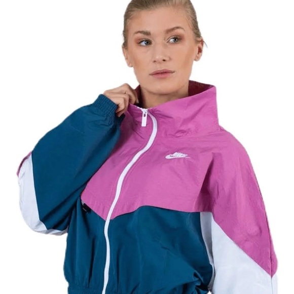 Nike women’s Sportswear Icon Clash Woven Track Jacket Blue Pink white 1X  Sporty - Picture 15 of 17